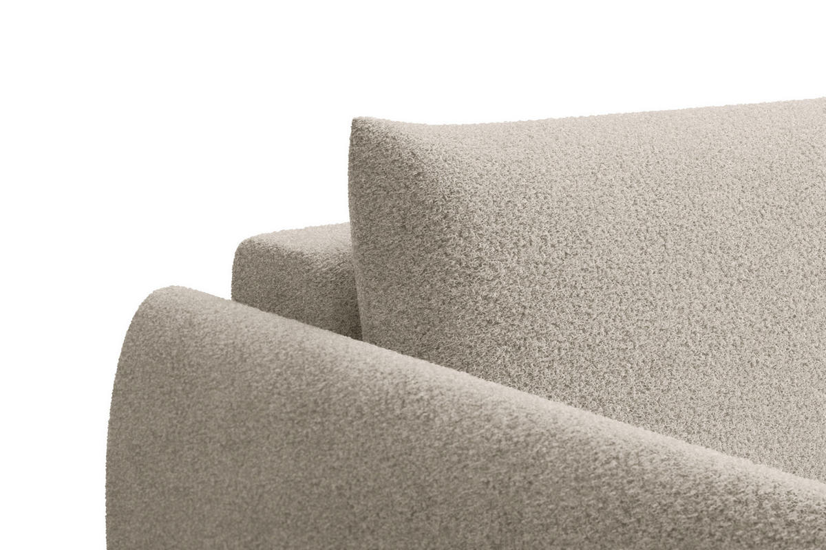 ECKSOFA TAUER 3-Sitzer RECHTS, Bouclé-Stoff beige - Beige/Schwarz, Holz/Textil (206/173cm) - Courtois Laville
