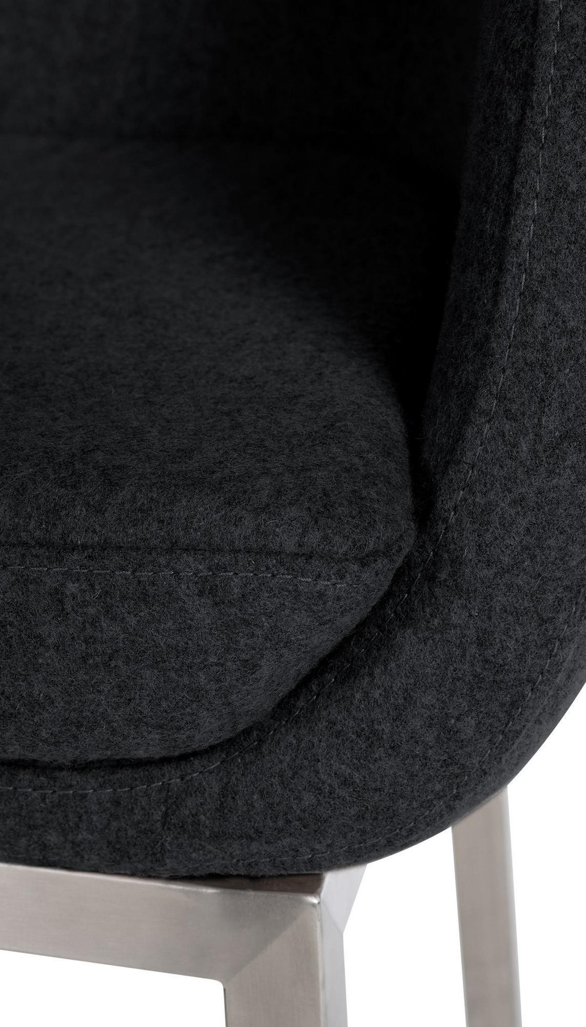 BARHOCKER Filz anthrazit - Edelstahlfarben/Anthrazit, Textil/Metall (58/107/54cm) - CLP