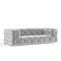 3-SITZER-SOFA Cosimo Hellgrau Samtstoff - Hellgrau/Schwarz, Holz/Holzwerkstoff (230/71/100cm) - Maison de Reve