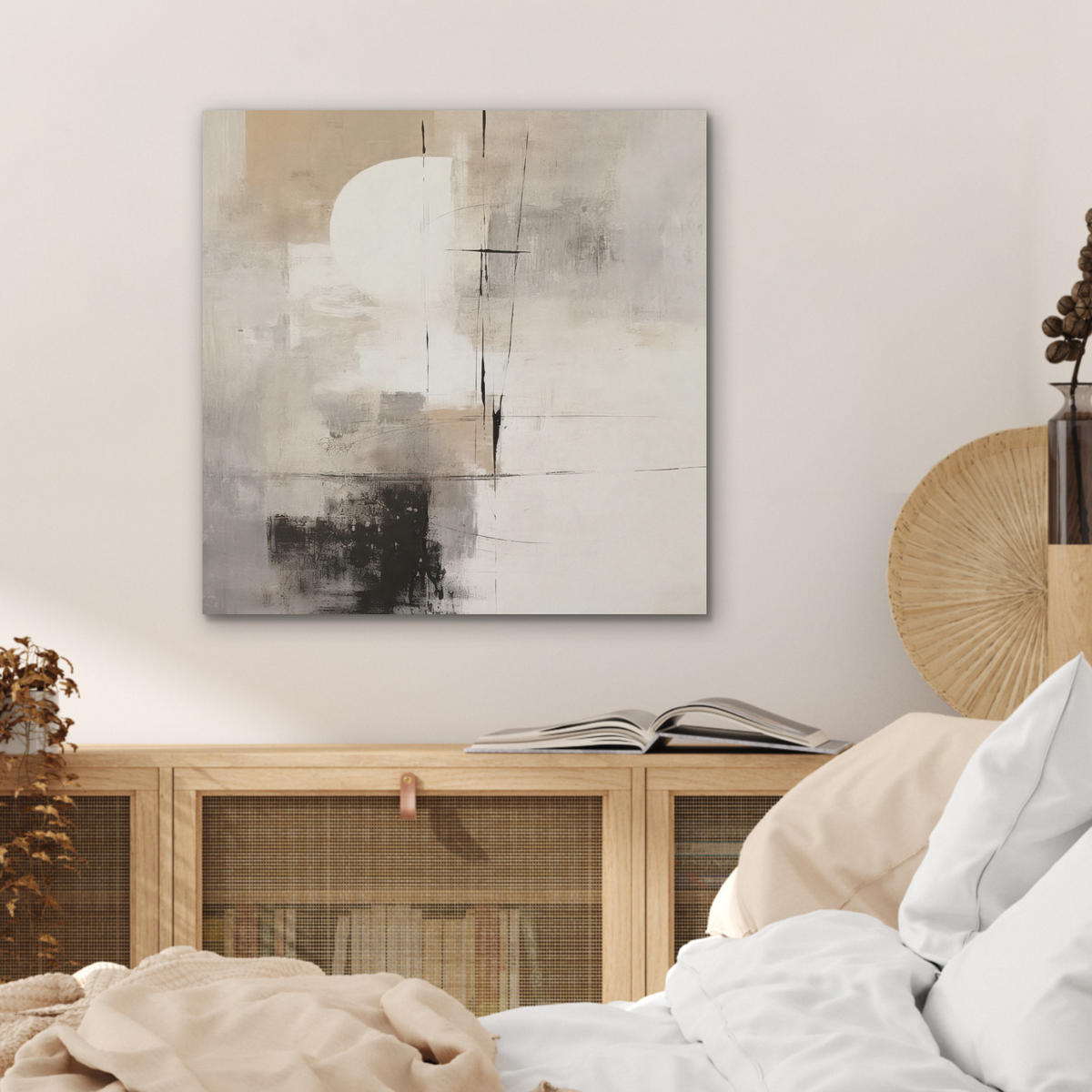 AKUSTIKBILD Abstrakt - Kunst - Grau Wandbilder 60x60 cm - Hellgrau, Kunststoff (60/60/0.9cm) - MuchoWow
