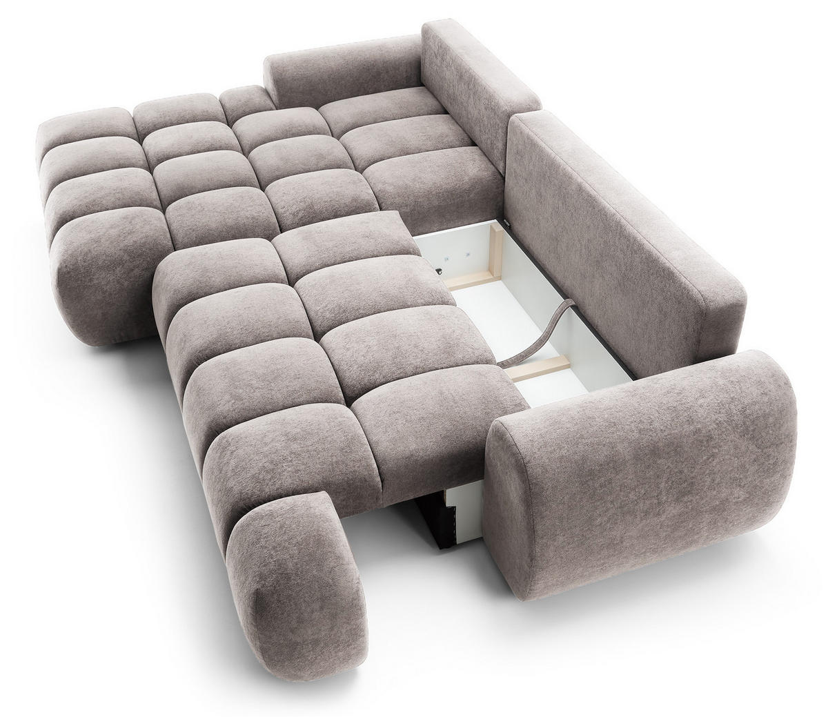 ECKSOFA 280 cm Valerio mit Bettkasten, 280 cm, Links, Schlaffunktion, Hellgrau - Hellgrau, Holz (280/177cm) - Emporius