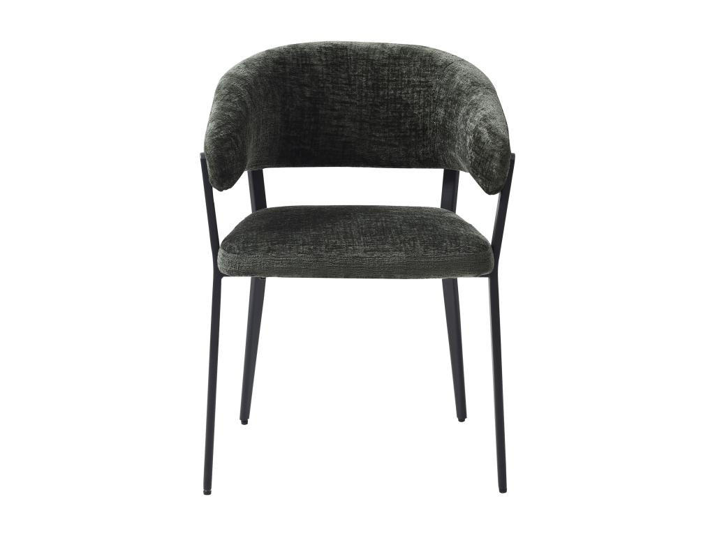 STUHL mit Armlehnen 2er-Set - Stoff & schwarzes Metall - Grün - AVRELA - Grün, Textil (55/77/56cm) - Vente-Unique