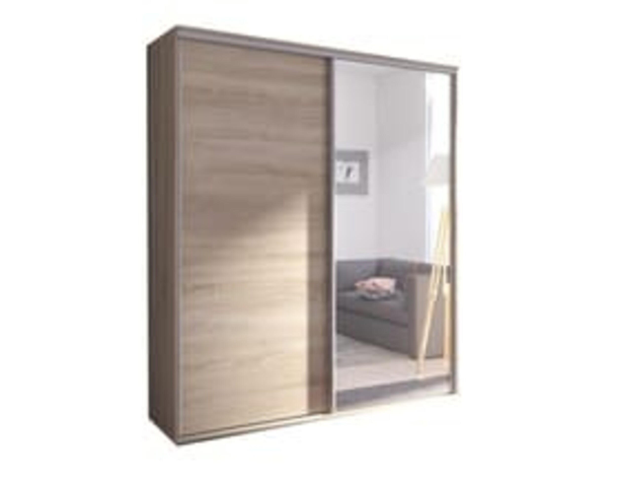 SCHIEBETÜRENSCHRANK - Kleiderschrank BORA 204 mit Spiegel - Sonom Eiche - Sonoma Eiche, Holzwerkstoff (204/244/62cm) - Möblo