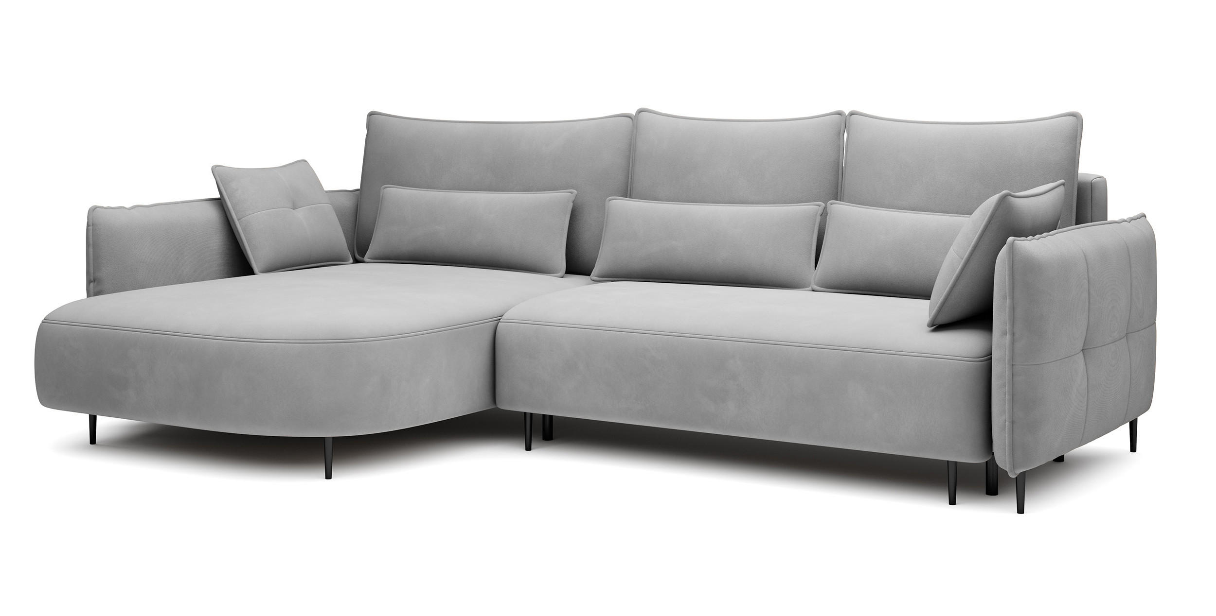 ECKSOFA Oblivio Grau Velours - Schwarz/Grau, Textil/Metall (285/200cm) - Selsey