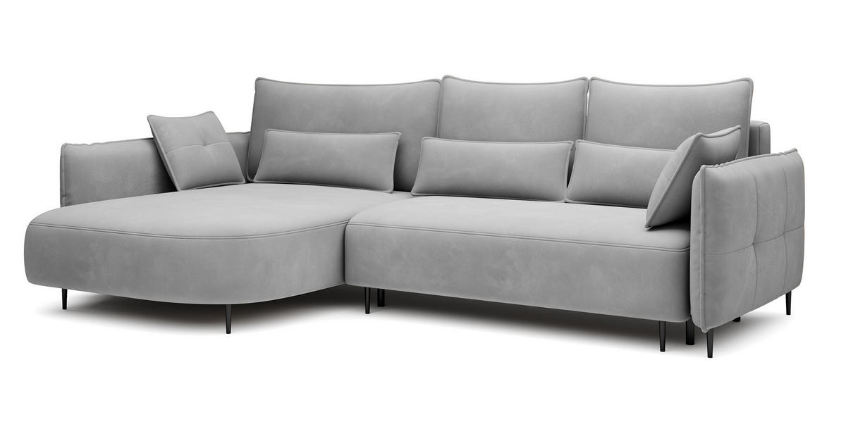 ECKSOFA Oblivio Grau Velours - Schwarz/Grau, Textil/Metall (285/200cm) - Selsey
