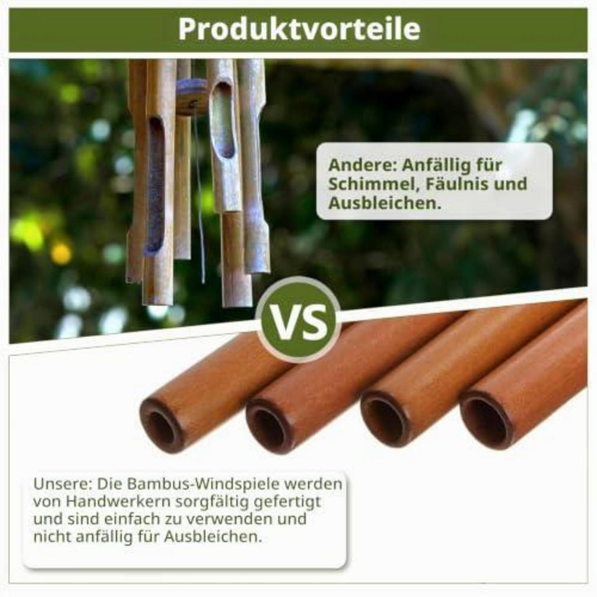 WINDSPIEL Bambus mit beruhigender Melodie - Braun, Naturmaterialien (18/10/60cm)