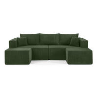 SOFA modular 3-Sitzer L-Form Cord Green mit 2 Ottomanen - Grün, Kunststoff (230/75/138cm) - IVMEU