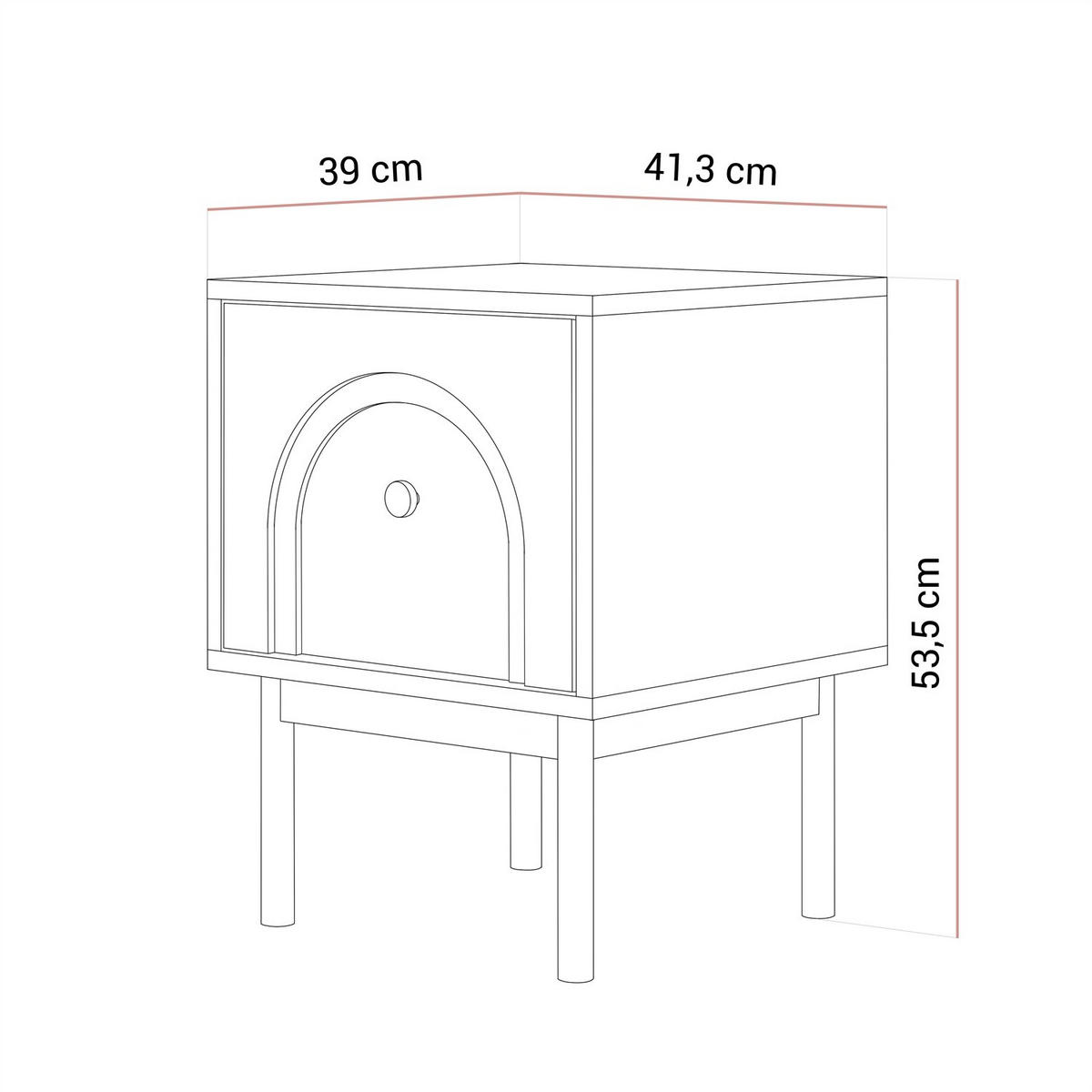 NACHTTISCH LIBERTY auf Holzbeinen schwarz - Schwarz, Holzwerkstoff (41.3/53.5/39cm) - Lookway