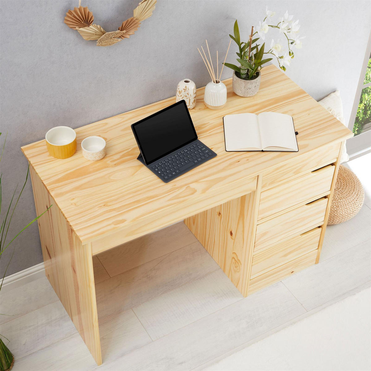 SCHREIBTISCH HUGO - Naturfarben, Holz (54/114/76cm) - IDIMEX