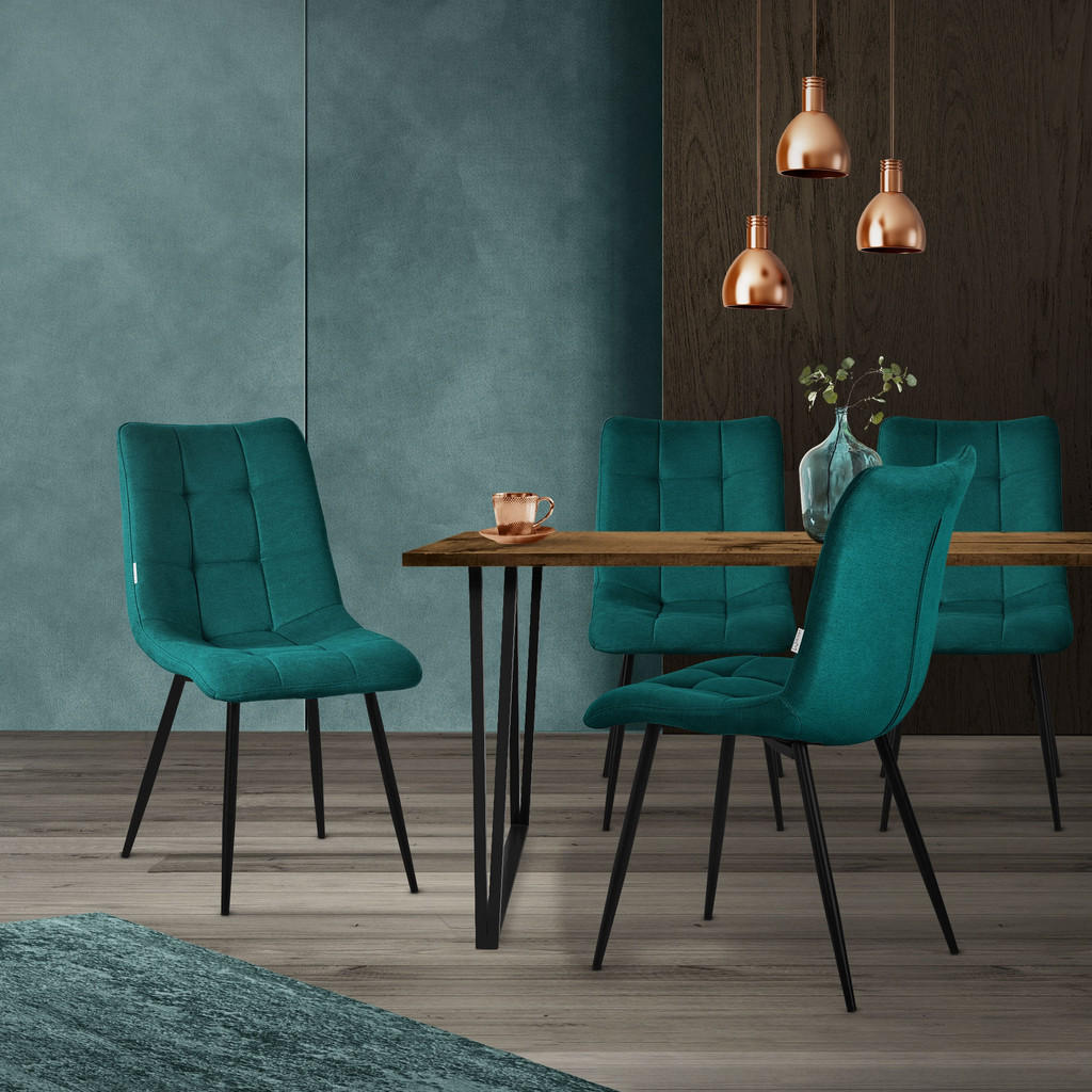 Thumbnail - Ml-Design Esszimmerstühle, Petrol, Textil, 49x89x60.5 cm, Esszimmer, Stühle, Esszimmerstühle, Vierfußstühle