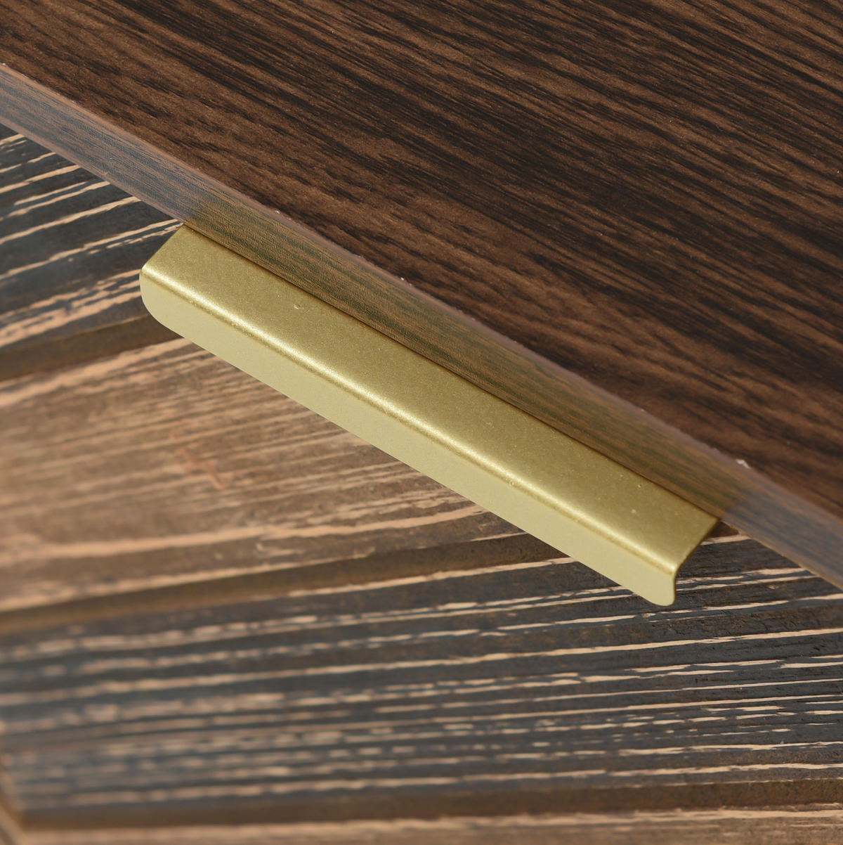 LOWBOARD 155/38/48 cm aus Holzwerkstoff mit goldfarbenen Griffen und Eisenfüßen Natur - Naturfarben, Holzwerkstoff (155/48/38cm) - Modenvie