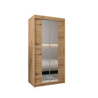 SCHWEBETÜRENSCHRANK 200/100/62 2-türig - Silberfarben/Eiche Artisan, Holz/Kunststoff (100/200/62cm) - MÖBEL KRYSPOL
