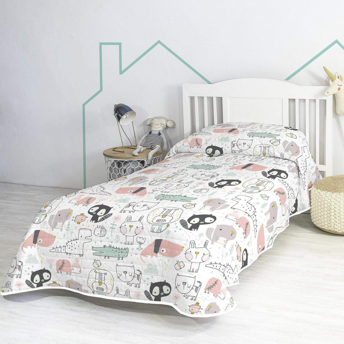 TAGESDECKE best buddies 180x260 cm (bett 80/90/105) mehrfarbig - Multicolor, Textil (180/260cm) - Happy Friday