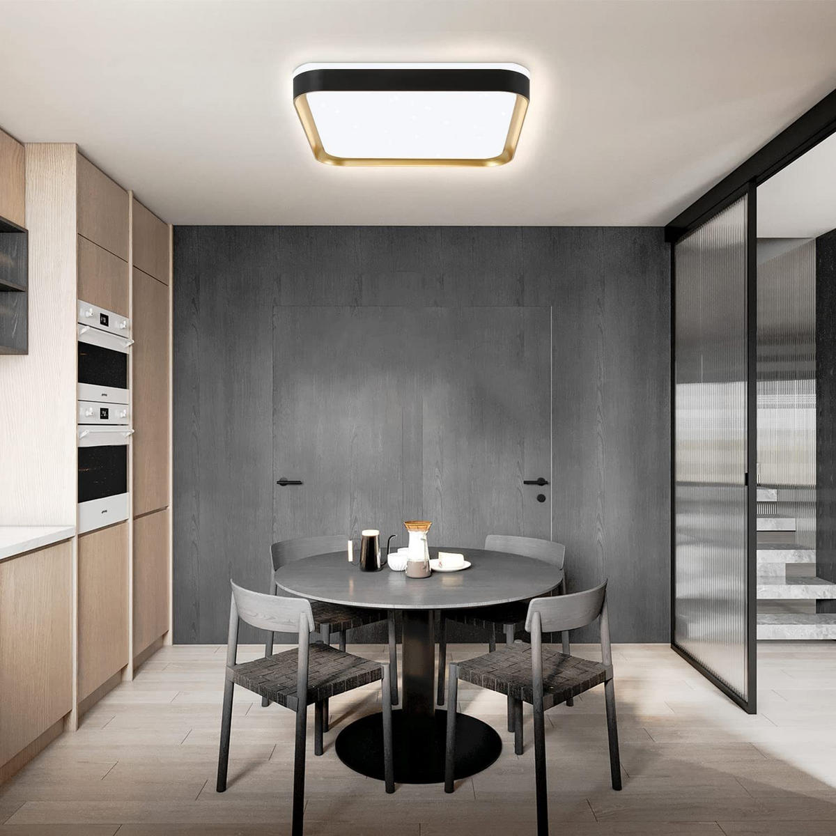 LED-DECKENLEUCHTE Zara 30/30/6 cm - Schwarz, Kunststoff (30/30/6cm) - Nettlife