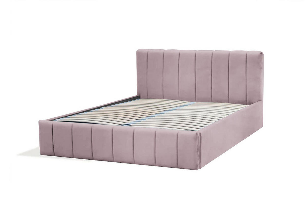 POLSTERBETT Nina Rosa 90x200 cm, mit Bettkasten und gestepptem Kopfteil - Rosa, Holzwerkstoff/Textil (90/200cm) - Bettso