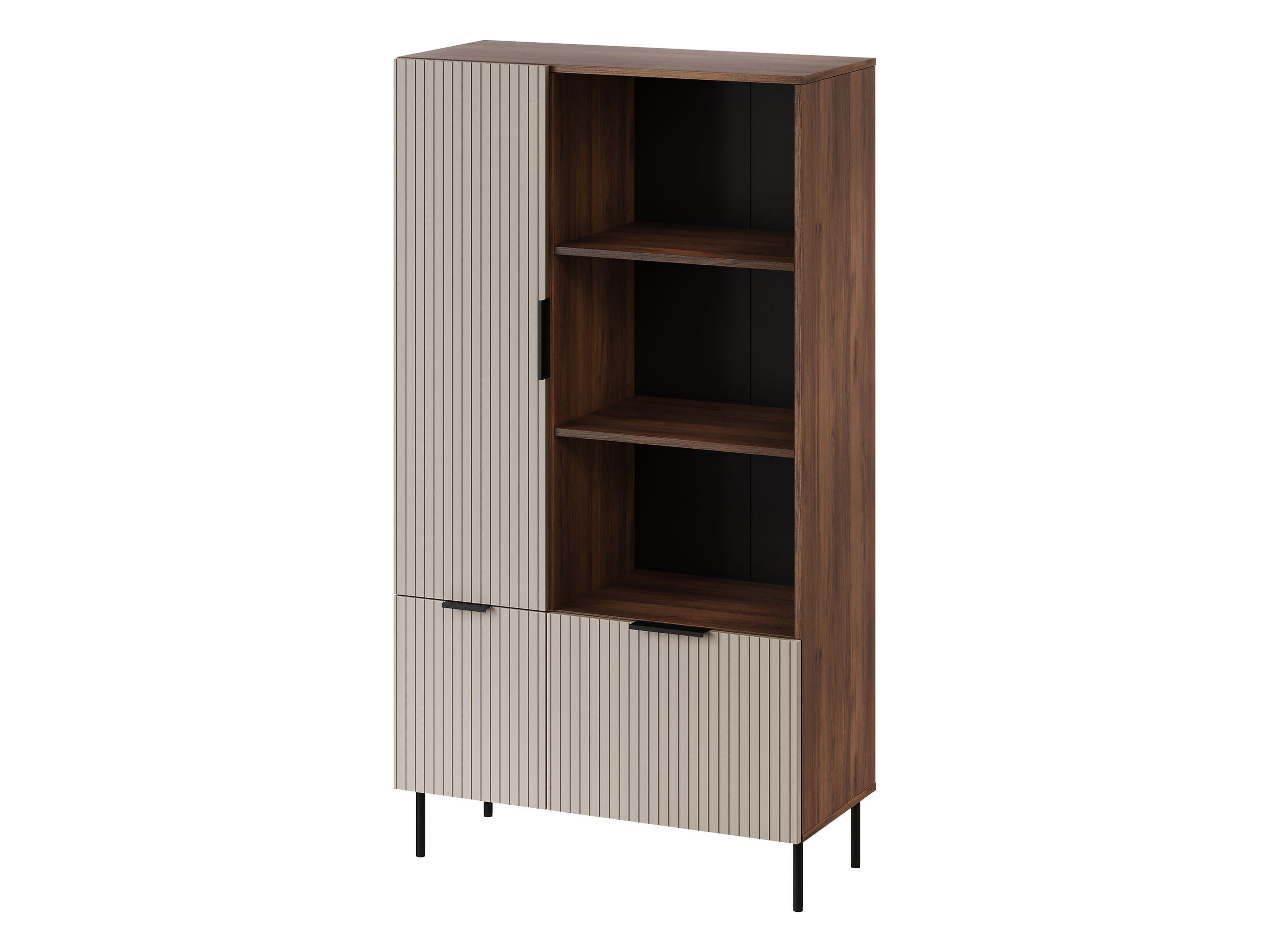 VITRINE Almera 04 - Kaschmir/Nussbaumfarben, Holzwerkstoff/Metall (90/166/42cm) - MIRJAN24