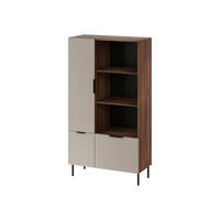 VITRINE Almera 04 - Kaschmir/Nussbaumfarben, Holzwerkstoff/Metall (90/166/42cm) - MIRJAN24
