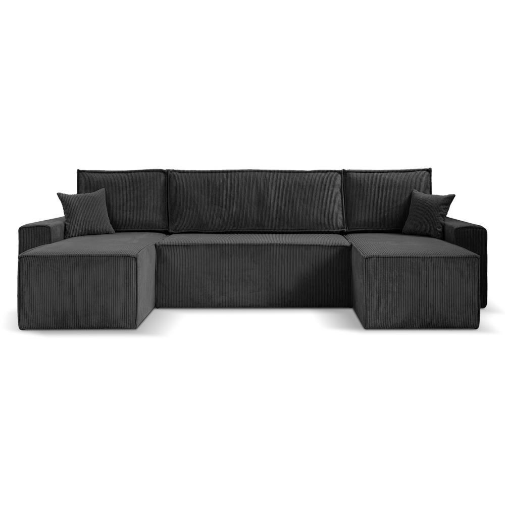 WOHNLANDSCHAFT Hektor U mit Schlaffunktion dunkelgrau - Dunkelgrau/Schwarz, Kunststoff/Textil (318/94/152cm) - Beautysofa