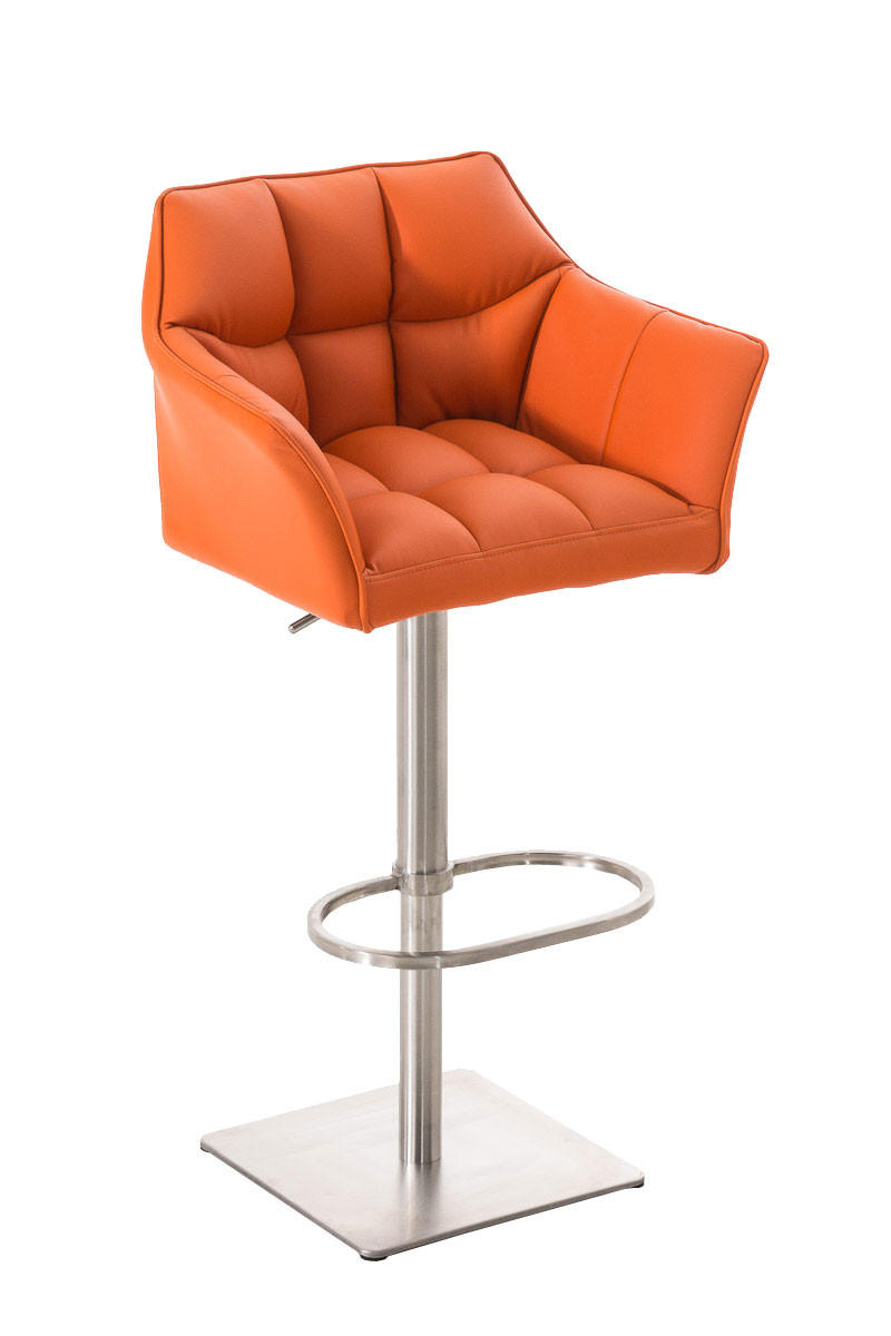 BARHOCKER Sihar Kunstleder Orange Silber - Orange, Leder/Metall (64/88/45cm) - DELUKE