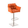 BARHOCKER Sihar Kunstleder Orange Silber - Orange, Leder/Metall (64/88/45cm) - DELUKE