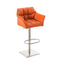 BARHOCKER Sihar Kunstleder Orange Silber - Orange, Leder/Metall (64/88/45cm) - DELUKE