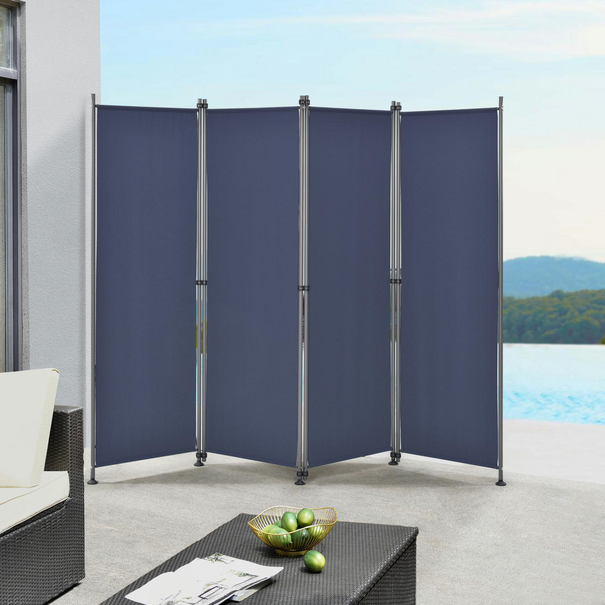 SICHTSCHUTZ Modica - Dunkelblau, Textil/Metall (215/170cm) - pro.tec
