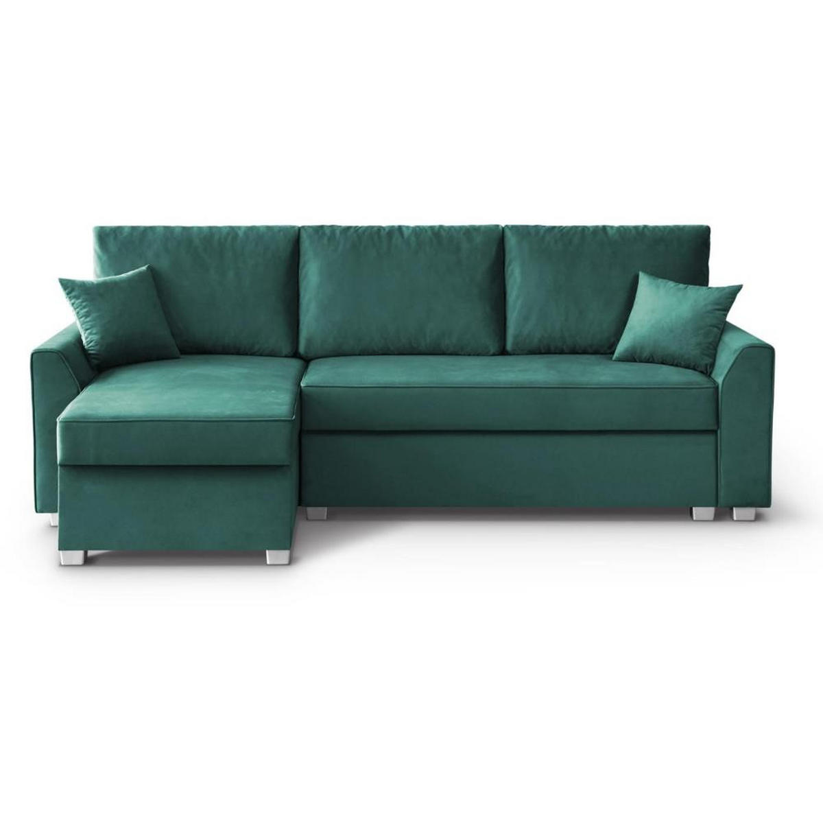 ECKSCHLAFSOFA Teramo grün - Schwarz/Grün, Kunststoff/Textil (235/150cm) - Beautysofa