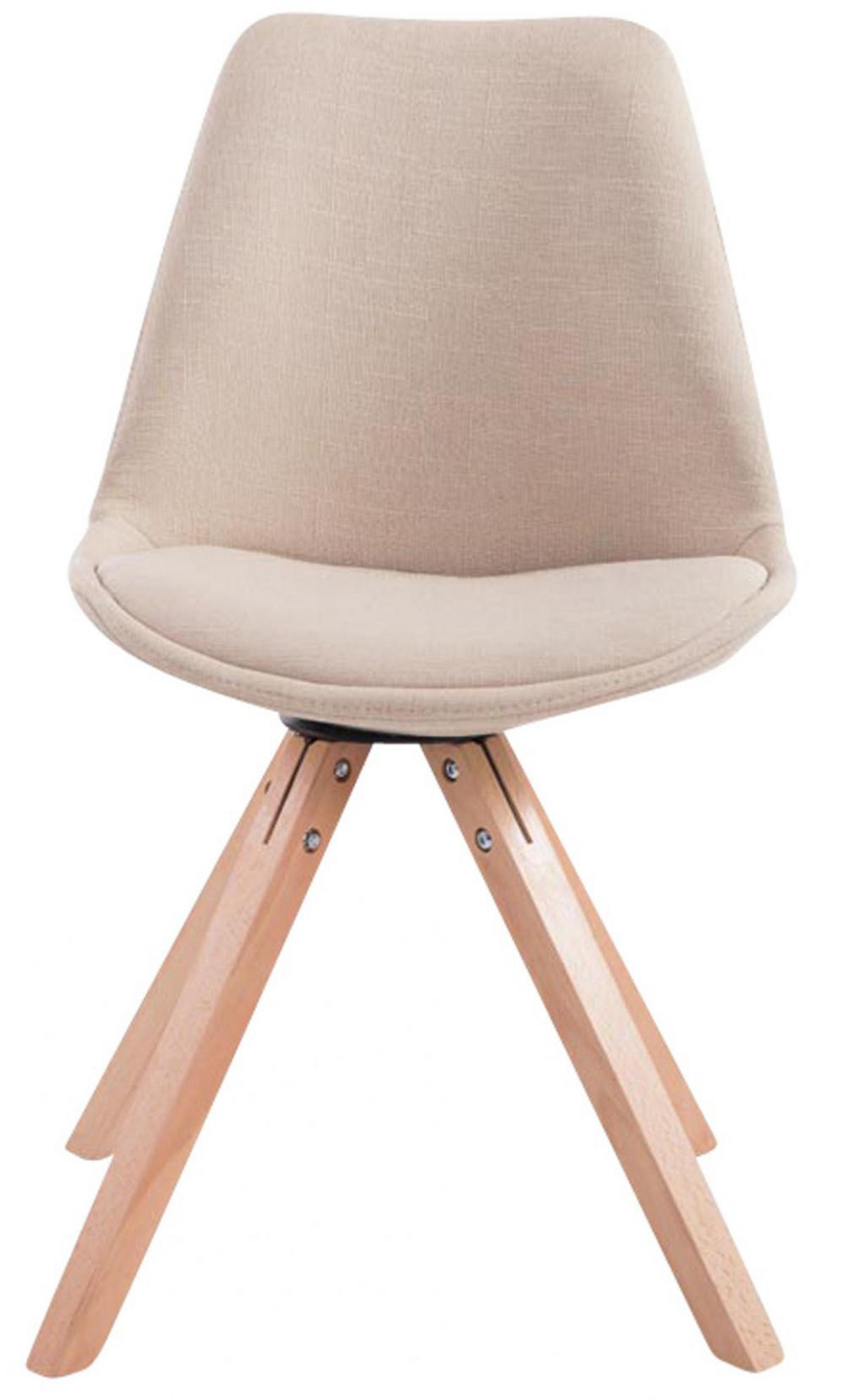 STUHL 4er Set Stoff creme - Eukalyptusholzfarben/Creme, Holz/Textil (48/84/56cm) - CLP