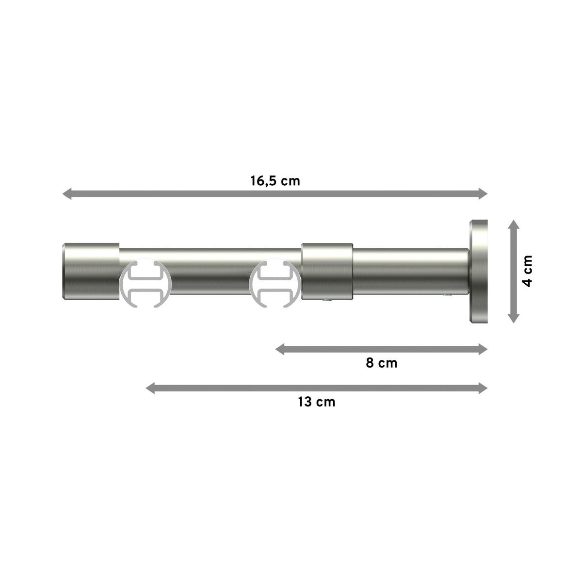 INNENLAUF-GARDINENSTANGEN-SET Prestige Elanto 100 cm, 2-läufig, 20 mm Ø Edelstahl-Optik - Edelstahlfarben, Metall (100cm) - INTERDECO