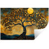 WANDTATTOO Baum - Mond - Blumen - Gold - Kunst 120x80 cm - Orange, Kunststoff (120/80/0.1cm) - MuchoWow