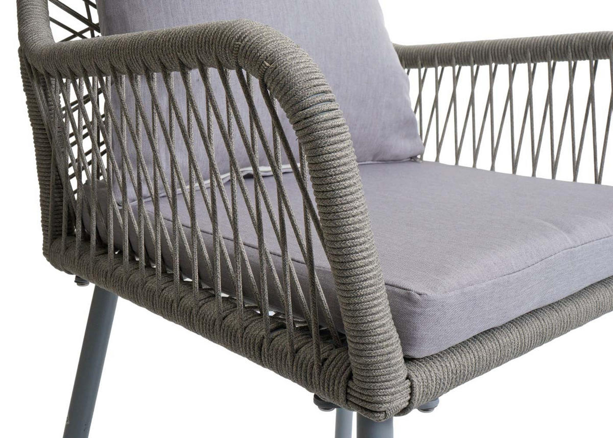 GARTENSTUHL 2er-Set 81x54x62cm Aluminium Seilgeflecht Rope Grau - Grau, Metall (54/81/62cm) - PROREGAL