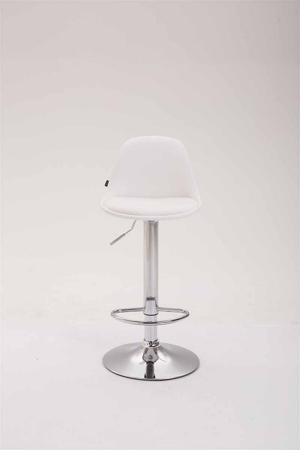 BARHOCKER Lederlook weiß - Chromfarben/Weiß, Textil/Metall (39/82/43cm) - CLP