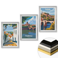 WANDBILDER 3er Set - 40x60 cm Silberner Rahmen - Retro-Stadtgrafiken - Silberfarben, Kunststoff (40/60cm) - ArtPrintCave