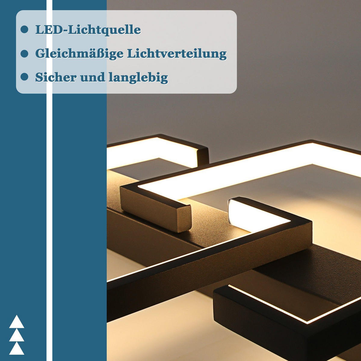 LED-DECKENLEUCHTE Amalfrieda 30/25/5 cm - Schwarz, Metall (30/25/4.5cm) - ZMH