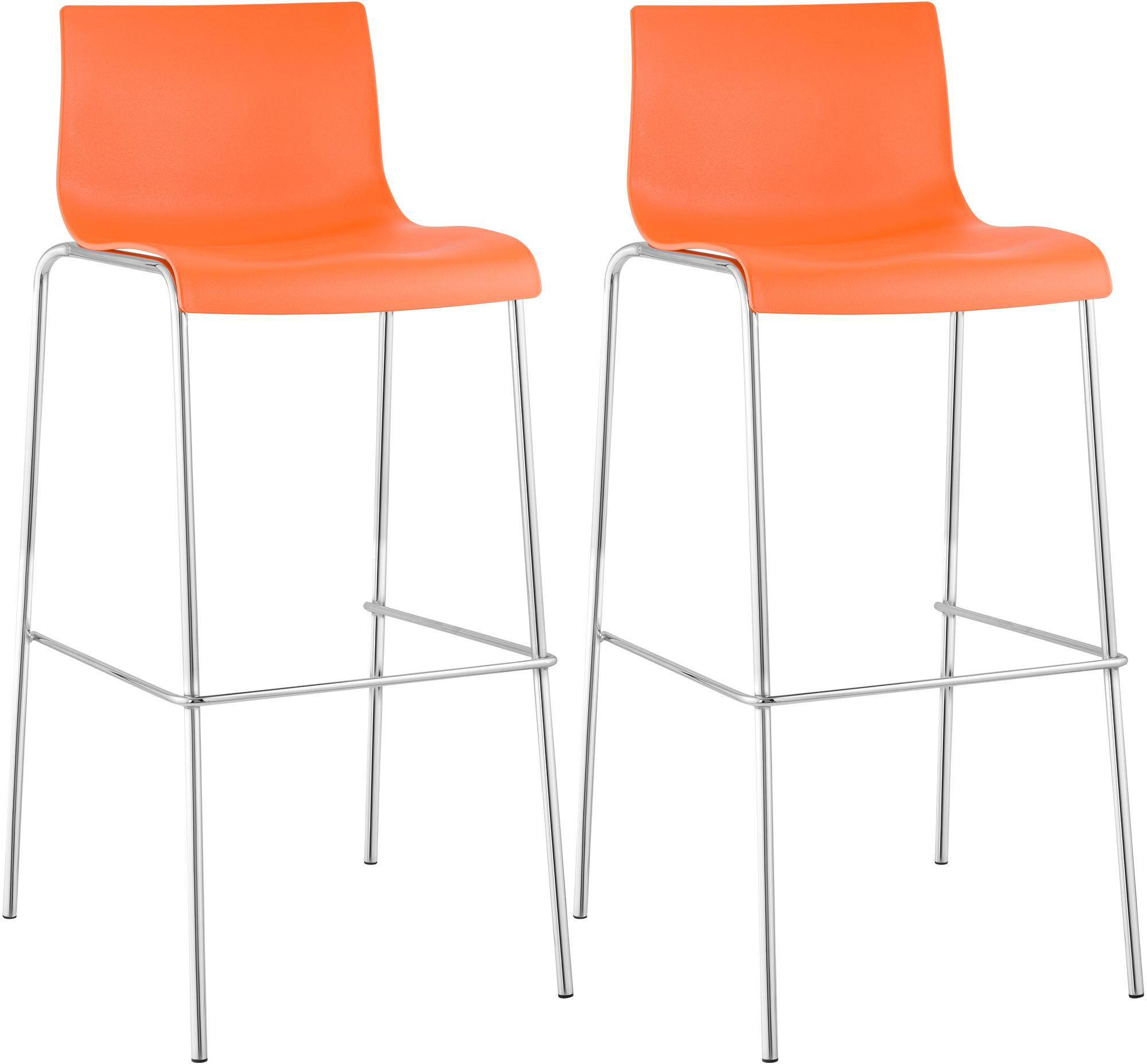BARHOCKER 2er Set Kunststoff Orange - Chromfarben/Orange, Kunststoff/Metall (43/100/48cm) - CLP