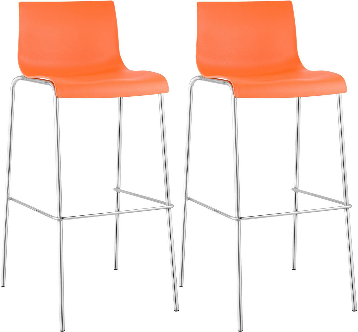 BARHOCKER 2er Set Kunststoff Orange - Chromfarben/Orange, Kunststoff/Metall (43/100/48cm) - CLP