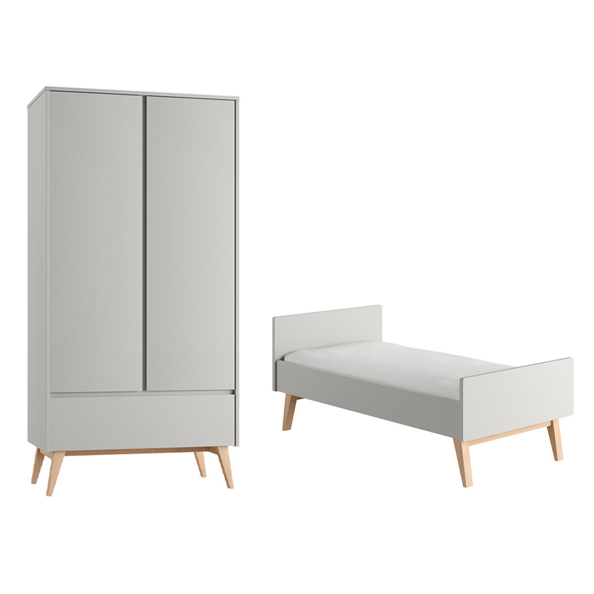 POKOJ PRO MIMINKO 2DÍLNÝ Swing Šedá a dřevo - šedá, kompozitní dřevo (144/89/76cm) - Petits-meubles