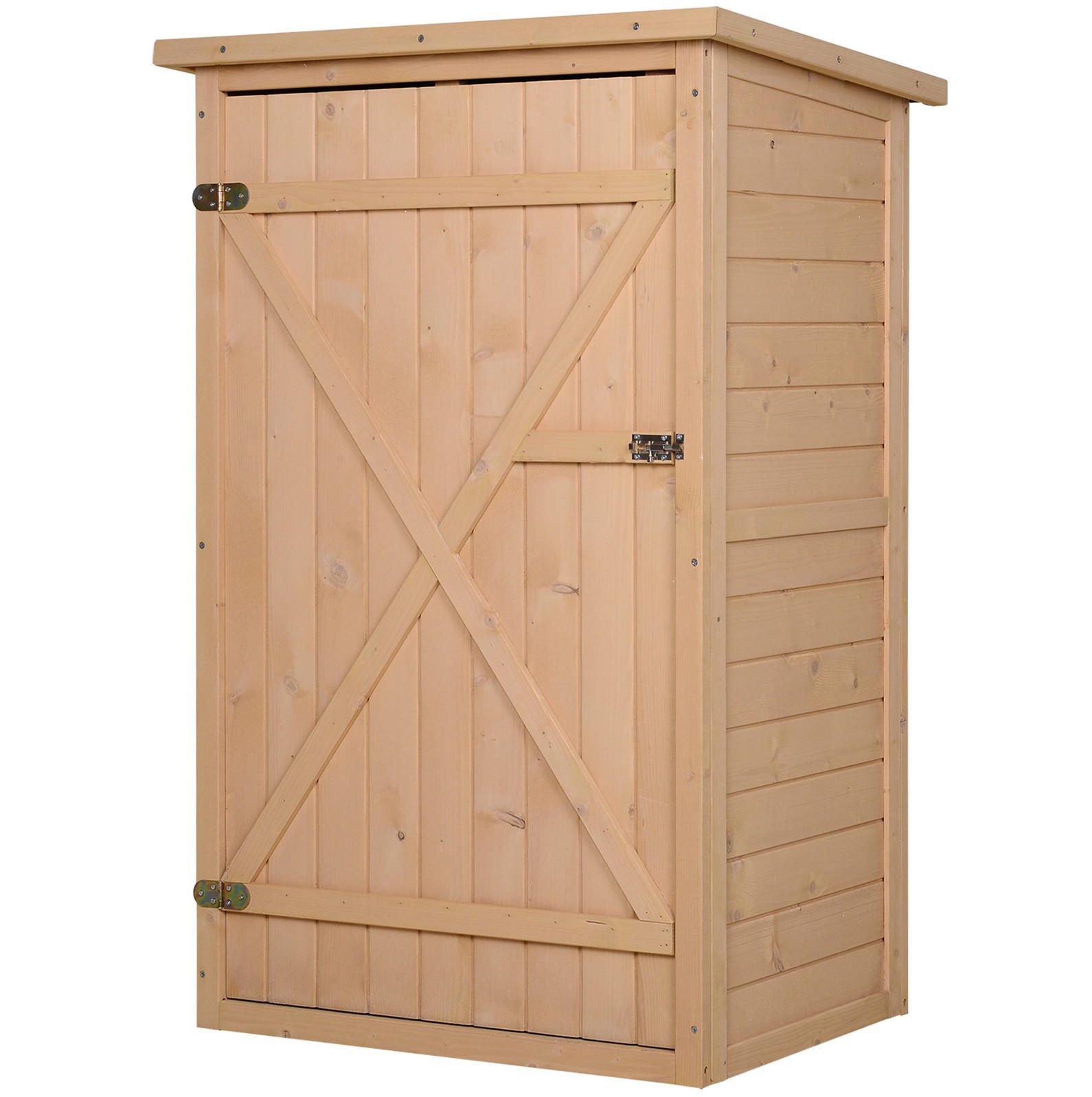 GARTENSCHRANK aus Holz 75x56x115 cm in Naturholz mit 2 Regalböden & Verriegelung - Naturfarben, Holz (56/115/75cm) - Modfu