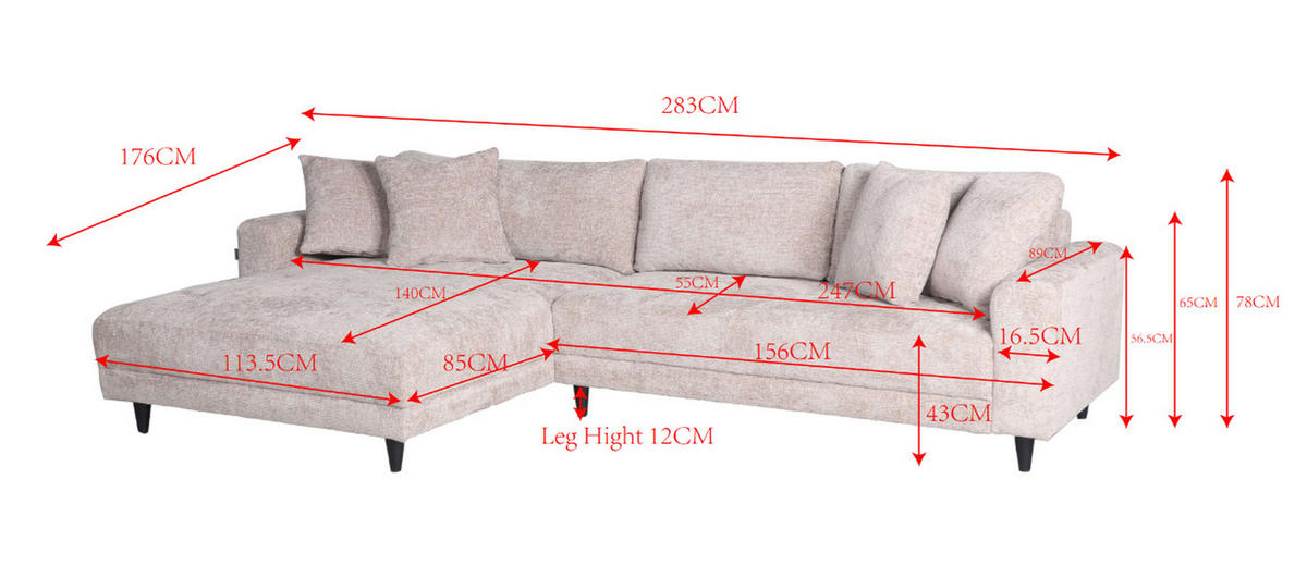 ECKSOFA Gorino - Hellbraun/Braun, Holz/Textil (283/176cm) - Mr. Deko