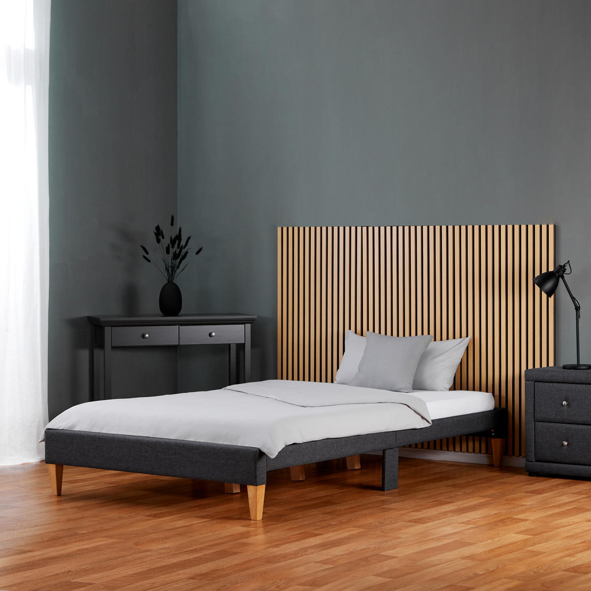 POLSTERBETT mit Lattenrost 140/200 cm in Grau - Grau, Textil (140/200cm) - Homestyle4u