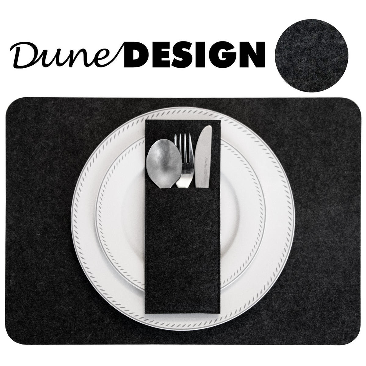 TISCHSET aus Filz, 12er Set 43/30 cm Anthrazit - Anthrazit, Kunststoff (43/30/1cm) - Dunedesign
