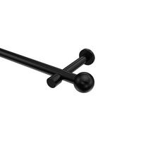 GARDINENSTANGEN-SET Prestige Luino 280 cm (geteilt in 2 x 140 cm), 1-läufig (ohne Ringe), 20 mm Ø Schwarz - Schwarz, Metall (280cm) - INTERDECO