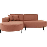 ECKSOFA Hana Loft 3-Sitzer Ecke Links, Boucle, Terra 241/80/168 cm - Terracotta/Schwarz, Textil/Metall (241/168cm) - WFL GROUP