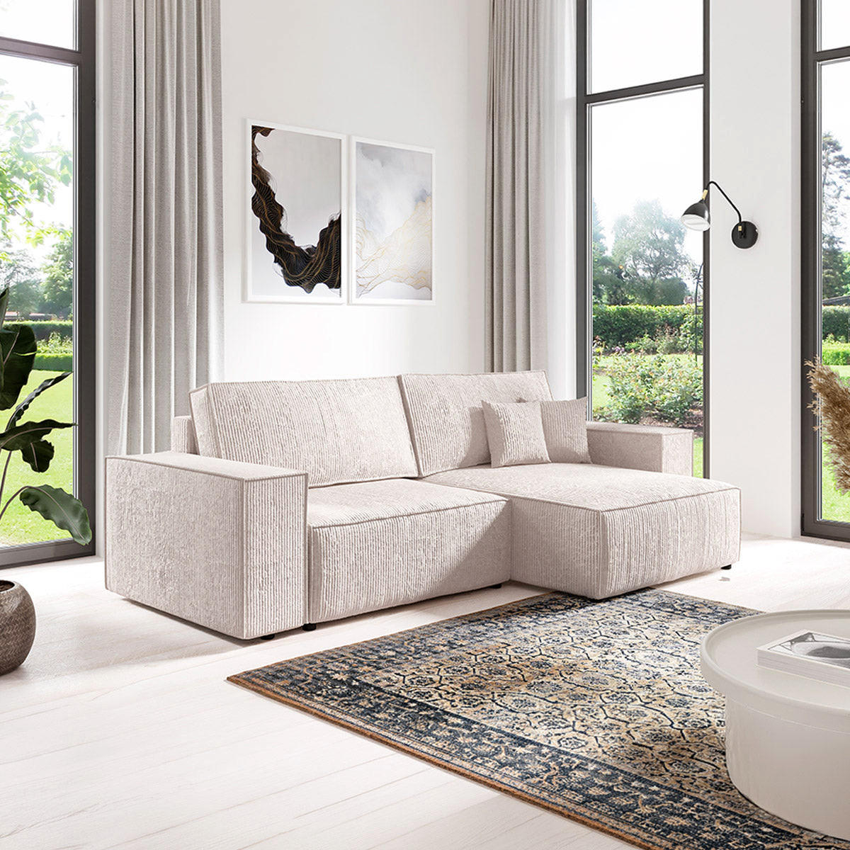 ECKSOFA Isaac 3 Sitzplätze Weiß - Weiß, Holz (257/148cm) - Petits-meubles