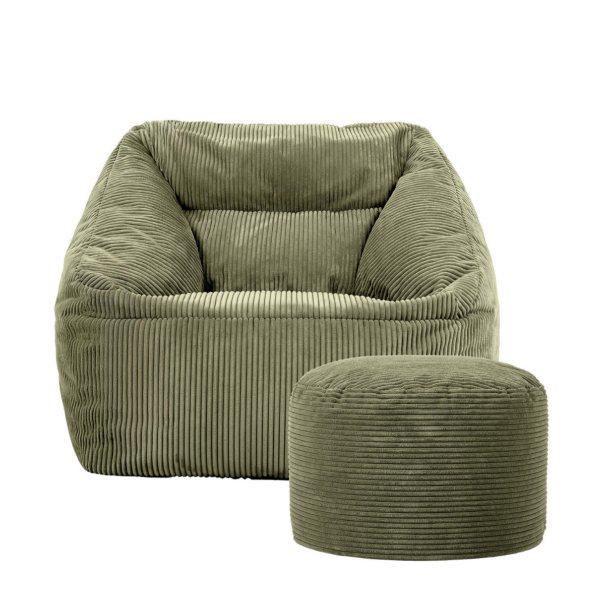 SITZSACK Sessel Natalia + Sitzpouf - Salbeigrün, Textil (100/80/88cm) - icon