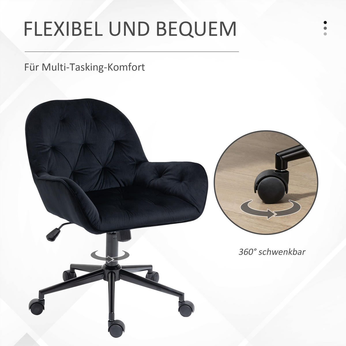 BÜROSTUHL, Polyester, Schwarz - Schwarz, Kunststoff (61/91/60cm) - Vinsetto