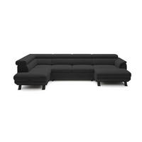 ECKSCHLAFSOFA Raven XL, Verstellbaren Kopfstützen, Bettkasten, Großes Sofa 334x198x162cm Linke, Anthrazit - Anthrazit, Holz/Textil (198/334cm) - DomoHome