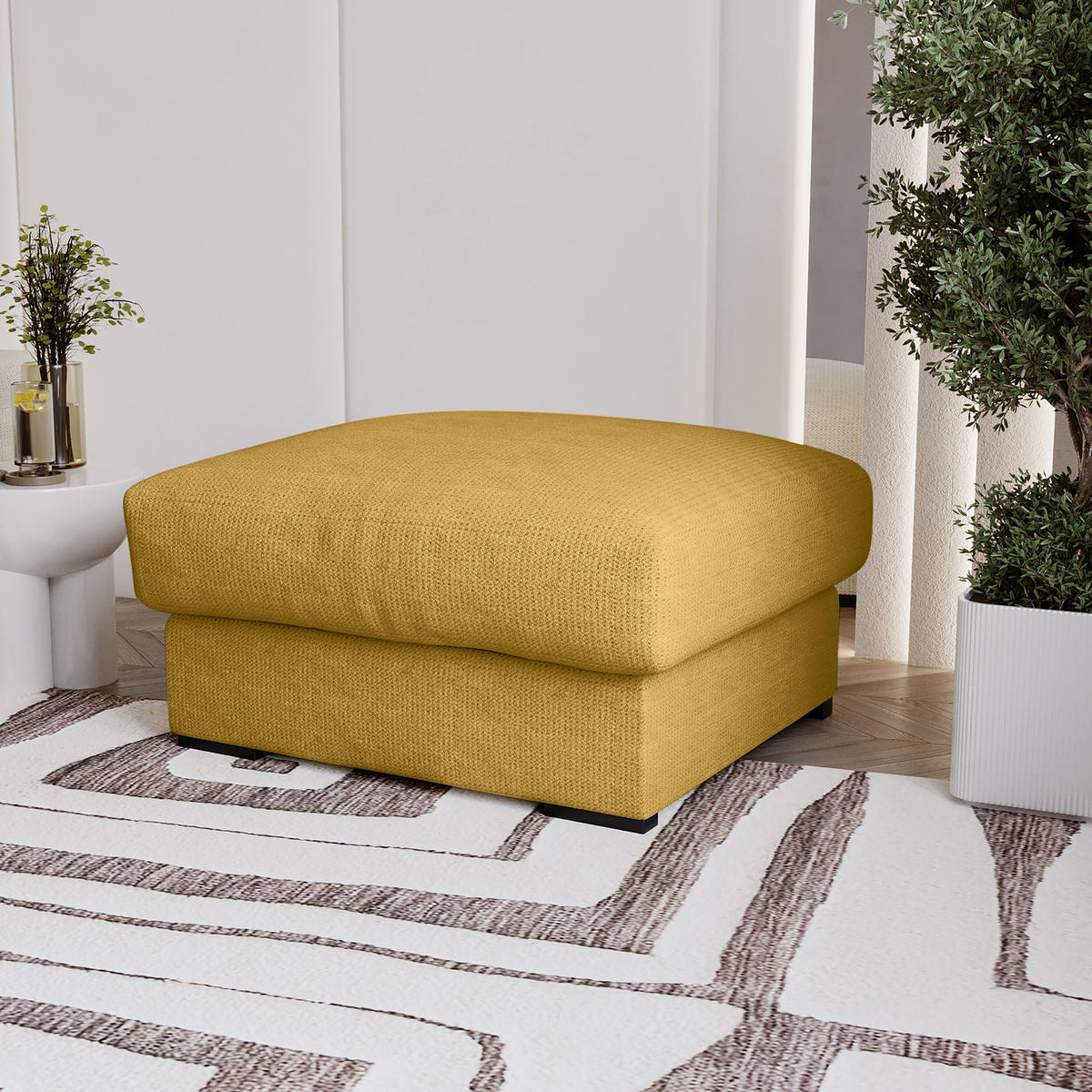 POLSTERHOCKER - Taupe/Schwarz, Kunststoff/Textil (92/42/92cm) - home24