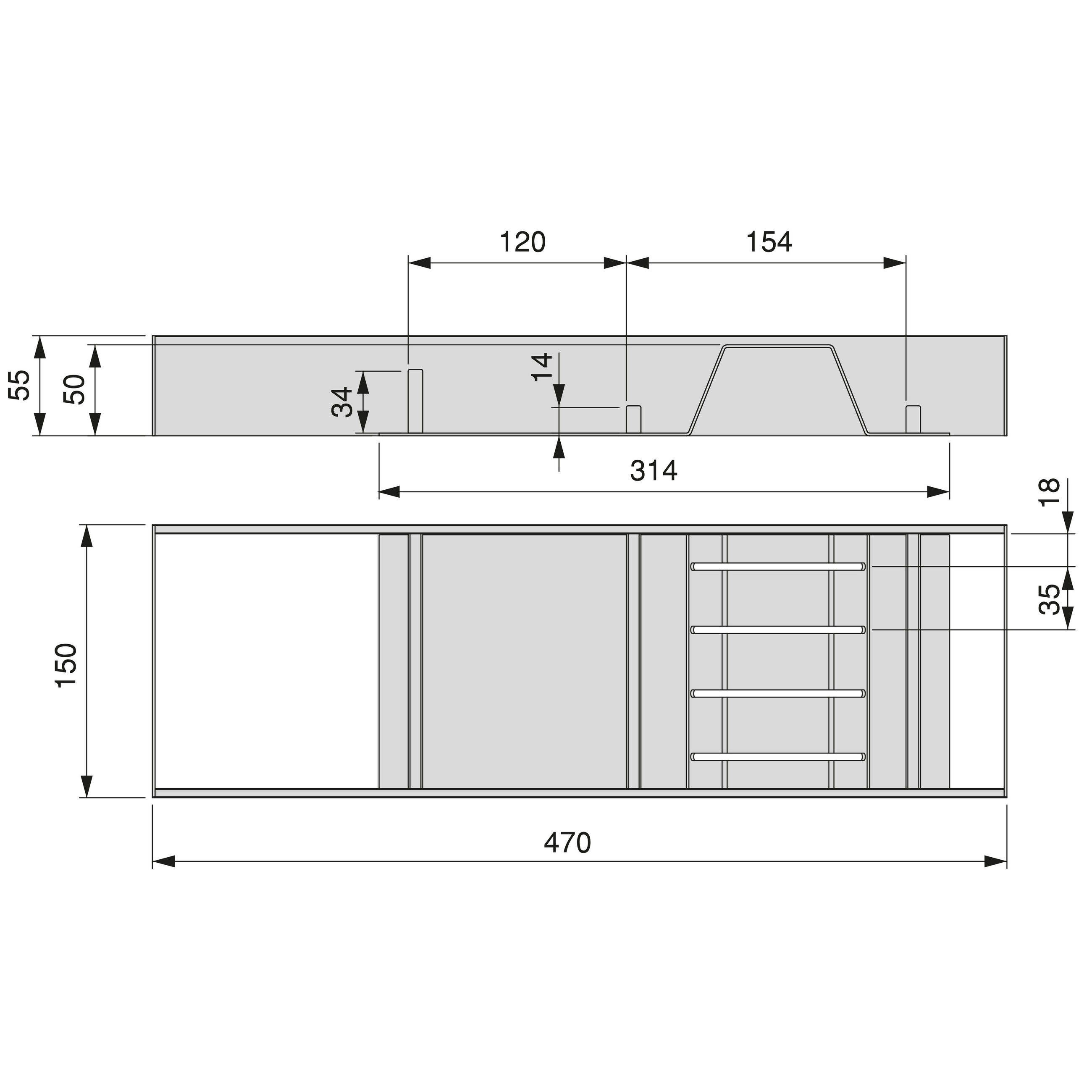 MESSEREINSATZ Orderbox für Schublade, 150x470mm, Stahl und Holz, Anthrazitgrau - Anthrazit, Metall (16/9/50.5cm) - EMUCA