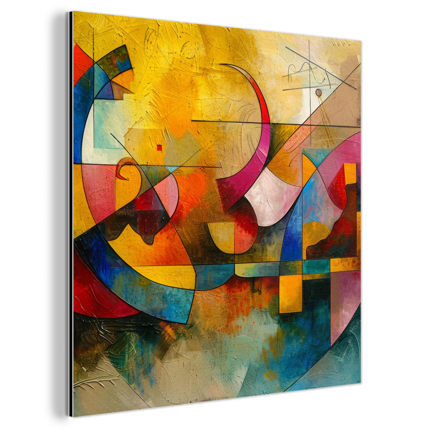 METALLBILD Kunst - Abstrakt - Modern 20x20 cm - Gelb, Metall (20/20cm) - MuchoWow